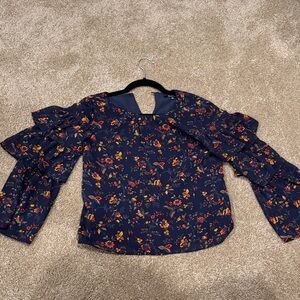 Madewell Navy Floral Blouse